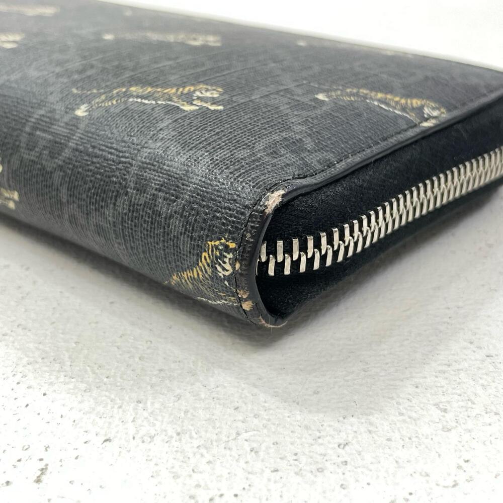 GUCCI GG Supreme Tiger Round Zip Long Wallet Black - Picture 10 of 12